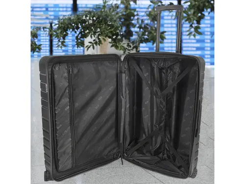 Reistrolleyset JSA 3-delig mat zwart gerecycled ABS