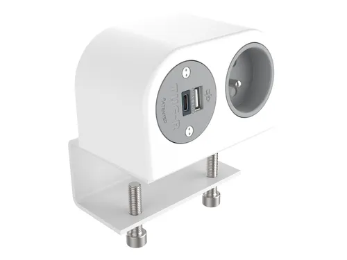 Desktop stekkerdoos Power Phase 1x penaarde + USB A en C 25W Wit
