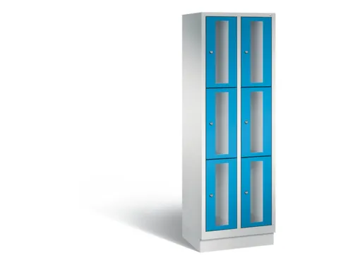 Lockerkast 1800x610x500mm 2x3 vakken Cilinderslot, Sokkel, RAL5012