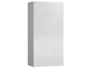 Lockerkast 1800x870x500mm 3x3 vakken cilinderslot, sokkel, RAL7035 - 1