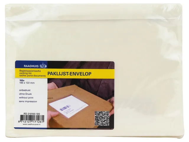 Paklijstenvelop Binnenmaat 165x122mm A6 Onbedrukt 100 Stuks