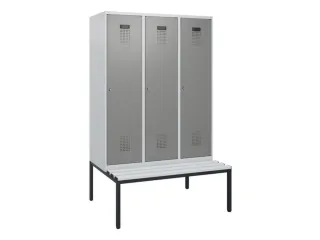 locker met bank,HxBxD 1950x1200x815mm,3vak,vak B 400mm,cilinderslot - 2