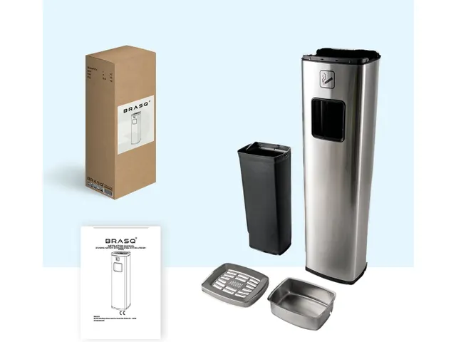 Asbak Staand met afvalbak AT400 RVS 20 Liter