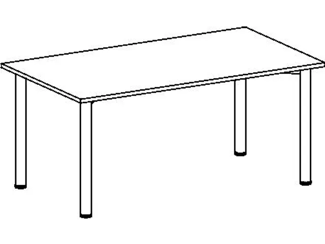 Vergadertafel Rechthoekig 72x160x80cm Lichtgrijs 4voeten Alu