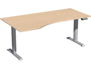 In hoogte verstelbaar bureau in vrije vorm,HxBxD 730-1230x1800x1000mm - 1
