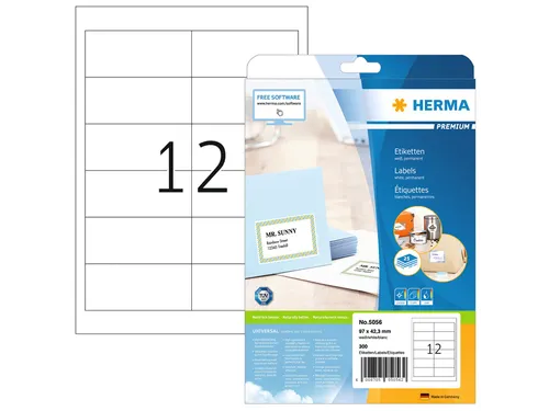 HERMA 5056 Premium etiketten A4 97x42,3mm Wit 300 stuks
