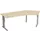 In hoogte verstelbaar hoekbureau 680-820x2166x1130mm esdoorn zilver