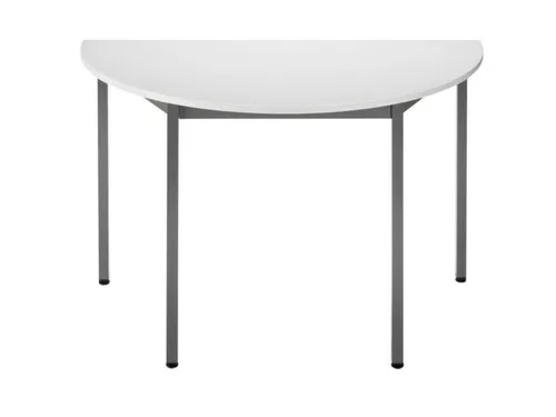 Tafel Halfrond 140x70 Cm Frame Antraciet Blad Lichtgrijs