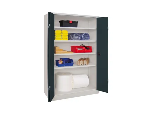 Ruime Vouwdeurkast 1950x1200x400mm 4legborden Ral7035 Front Ral7016