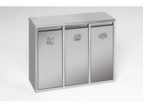 Afvalverzamelstation 3x7L 470x580x270mm kunststof binnenbak RVS romp