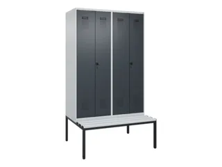 locker met bank,voor scheiding van kleding,HxBxD 2120x1200x815mm,4vak - 2