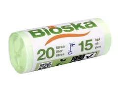 Afvalzak Bioska zetmeel 42x50cm 20 liter groen rol à 15 stuks