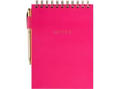 Notitieblok Èccolo spiraal met pen Pink lijn ca.15x22cm 80gr. 120pag.