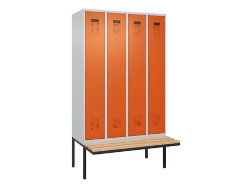 locker met bank,HxBxD 2120x1200x815mm,4vak,vak B 300mm,cilinderslot