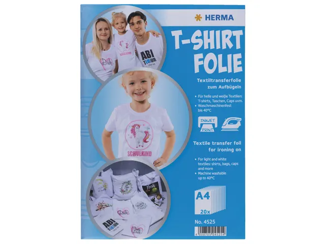 HERMA 4525 T-shirt folie voor licht textiel A4 20 vel