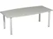 vergadertafel HxBxD 72x200x80cm vatvormig Lichtgrijs 4voeten Alu