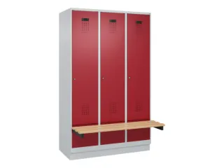 locker met bank,HxBxD 1950x1200x815mm,3vak,vak B 400mm,cilinderslot - 2