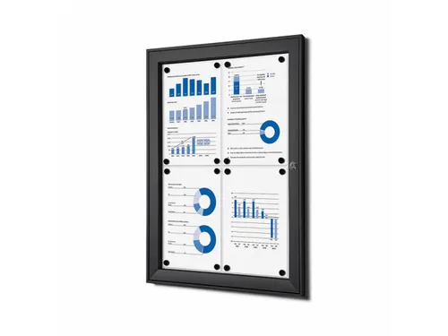 Vergrendelbaar Mededelingenbord Indoor/ Outdoor 4xA4 Zwart