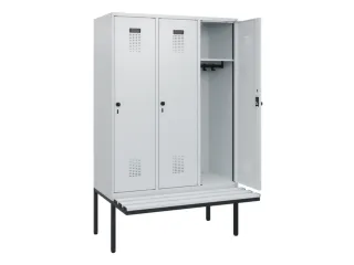 locker met bank,HxBxD 1950x1200x815mm,3vak,vak B 400mm,draaigrendel - 1