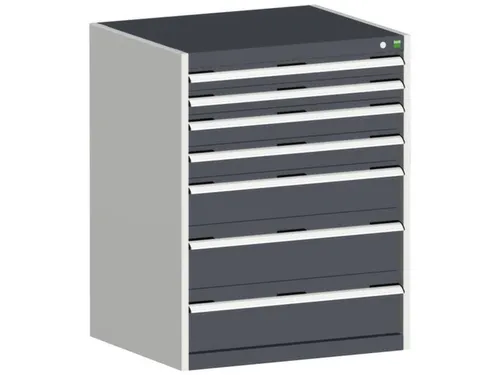 ladekast HxBxD 1000x800x650mm 7laden romp RAL7035 front RAL7016