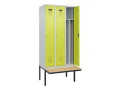 locker met bank,voor scheiding van kleding,HxBxD 2120x900x815mm,3vak