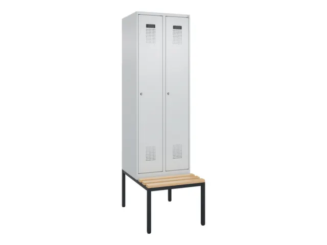 locker met bank,voor scheiding van kleding,HxBxD 2120x600x815mm,2vak