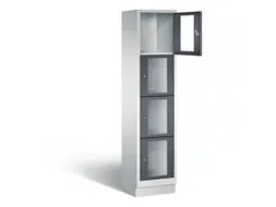 Lockerkast 1800x420x500mm 1x4 vakken Cilinderslot, Sokkel, RAL7021