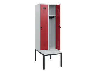 locker met bank,HxBxD 1950x600x815mm,2vak,vak B 300mm,draaigrendel - 1
