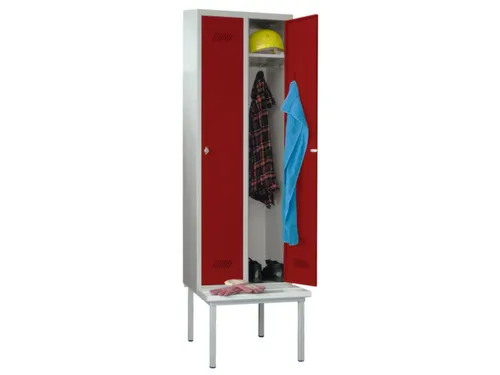 locker met bank,HxBxD 2150x800x500mm,2vak,RAL7035,front RAL3000