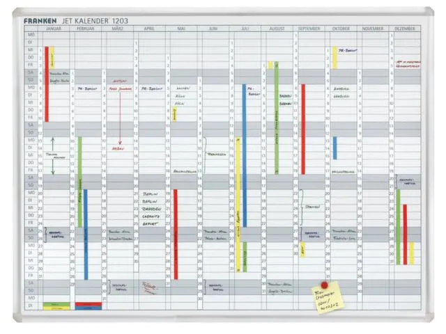 jaarplanner HxB 90x120cm magnetisch bord wit m. raster