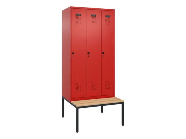 locker met bank,voor scheiding van kleding,HxBxD 2120x900x815mm,3vak