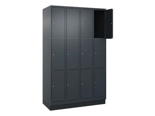 lockerkast,HxBxD 1950x1200x500mm,4x3vakken,vak B 300mm,cil.-slot