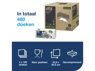 Reinigingsdoek Tork Cleaning W4 flexibel nonwoven 120st wit 510479 - 3