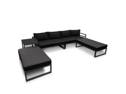 Loungeset aluminium Zwart/Antraciet 8-zits tuinset met bijzettafel