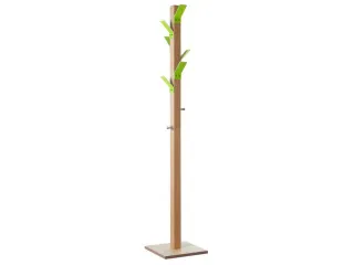 Staande Kapstok 6Jas-/2Tashaken Hout/polystyreen Naturel/groen - 1