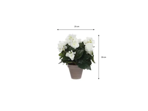 Kunstplant Mica Begonia wit in pot Stan grijs 25x30cm