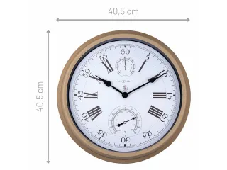 Buitenweerstationklok - Ø40 - 5 cm - metaal - bruine "hyacint" - 10