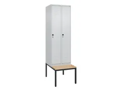 locker met bank,HxBxD 2120x600x815mm,2vak,vak B 300mm,draaigrendel