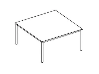Vergadertafel 74x140x140cm 4voeten Buis Aluzilver Ms-donkergrijs - 6