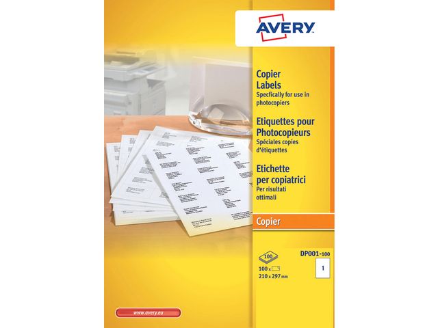 Etiket Avery Dp 001-100 210x297mm Kopieren wit 100 Stuks