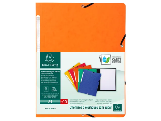 Chemise à élastique sans rabat carte lustrée 355gm2 - A4 - Orange