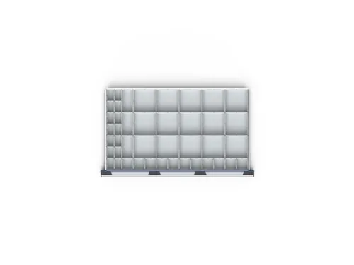 set inzetbakken,43bakken,v. front H 100mm,BxD 1050x650mm,kunststof
