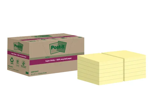 Memoblok Post-it 622 RSS12CY 47,6x47,6mm canary yellow 12 stuks