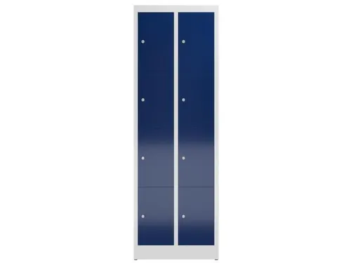 Lockerkast 1800x590x500mm 2x4 vakken cilinderslot, sokkel, RAL5010