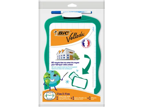 Whiteboard Bic Velleda 21x31cm inclusief stift en wisser recycle
