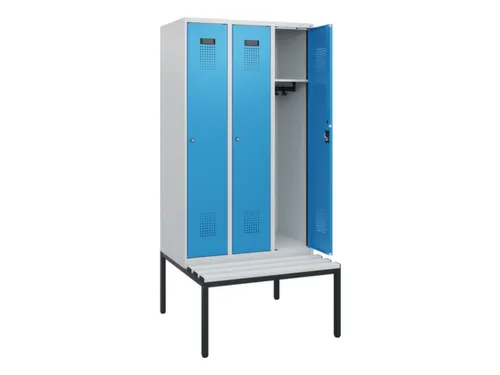 locker met bank,HxBxD 1950x900x815mm,3vak,vak B 300mm,cilinderslot