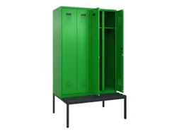 locker met bank,voor scheiding van kleding,HxBxD 2120x1200x815mm,4vak