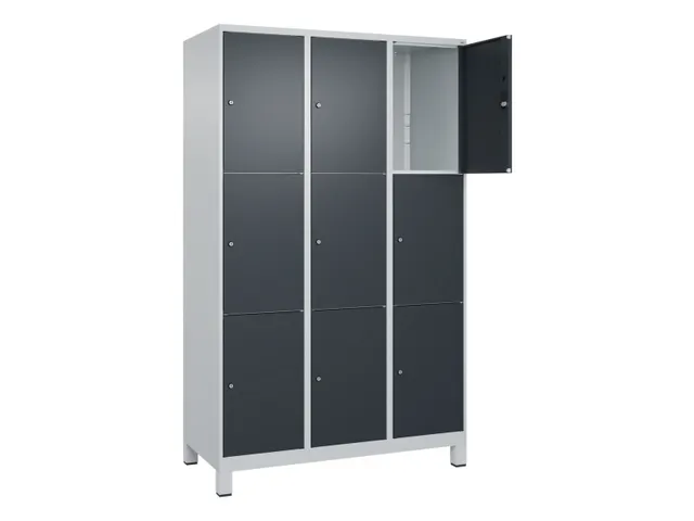 lockerkast,HxBxD 1950x1200x500mm,3x3vakken,vak B 400mm,cil.-slot