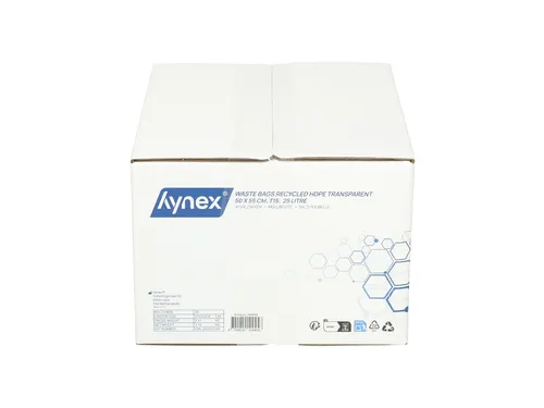 Hynex Afvalzak HDPE Gerecycled T15 25 Liter Transparant 50x55cm 50s