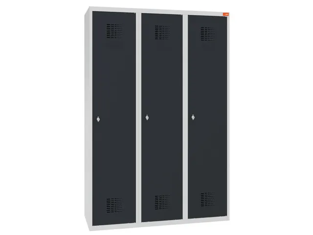 lockerkast,HxBxD 1800x1200x500mm,3vak,draaigrendel,sokkel,romp RAL7035